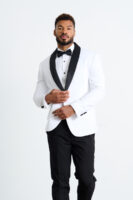 White Tuxedo with Black Lapel Jacket